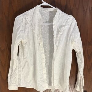 Sezane White Button Down Lace Shirt